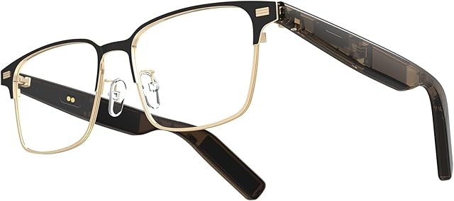 Smart Audio Glasses, Open Ear Speaker, Lightweight and Comfortable, Metal Frame with Optical Lenses Replaceable, Bluetooth Connectivity