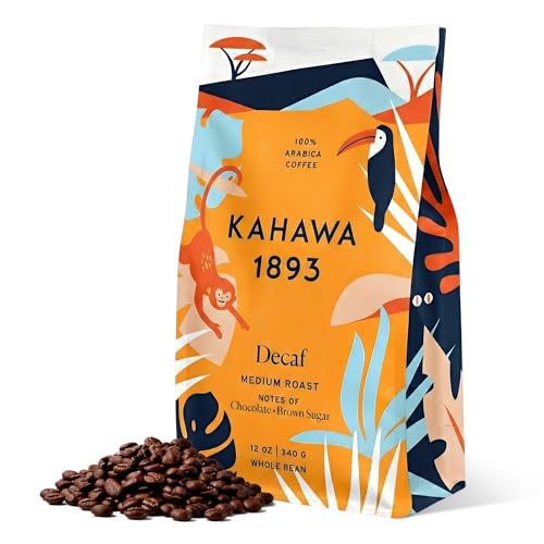 Kahawa 1893 Decaf Blend Whole Bean Coffee Medium Roast 12 Oz