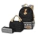 Sac à Dos Scolaire pour Fille, Sacs à Dos de Toile + Sac à Lunch + Sac de Stylo pour l’Adolescent l’Étudiant - Les Loisirs, Le Voyage, la randonnée (Noir)