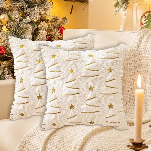 Weihnachten Kissenbezug 45x45, 2er Set Kissenbezüge Weihnachtsbaum,...