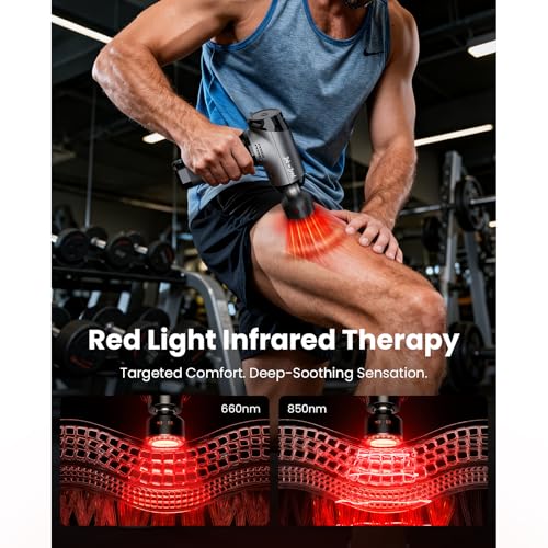 BOB AND BRAD T2 Ultra Massage Gun with Heat & Infrared LED Light, 10mm - Image 2