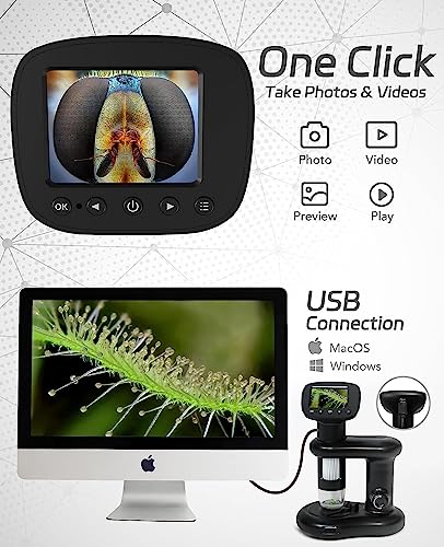 Image of ToboWireless Handheld Digital Microscope with 2 inch LCD Screen,1000X Pocket Microscope for Kids with 8 LED Lights,Portable Microscope for Adults with Stand-TD-1018IM.