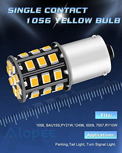 Alopee 2 Pack 1056 PY21W LED Bulbs, 12V-24V Amber 2835 33 SMD No-Polarity LED Light Bulb for Tail Blinker LED Bulb Light Indicator Turn Signal Lights