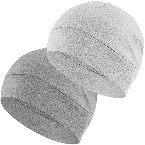 Image of Headshion Cotton Skull Caps for Men Women,2-Pack Lightweight Beanie Sleep Hats Breathable Helmet Liner