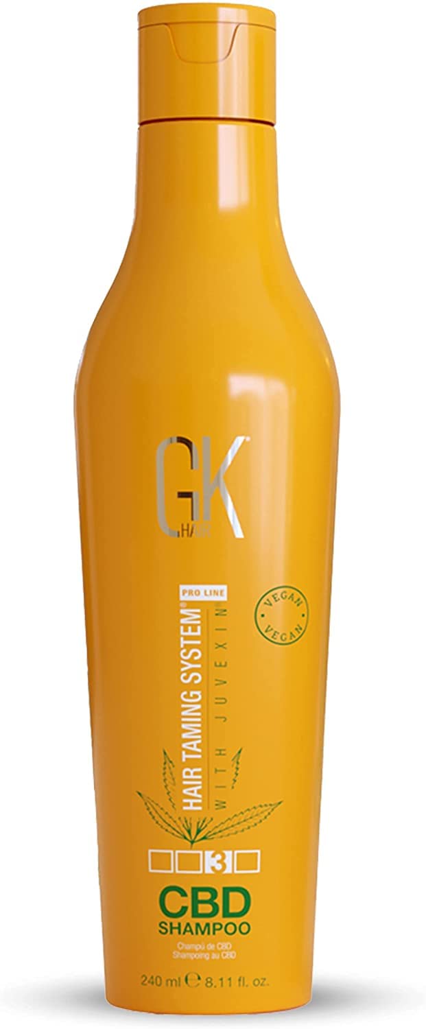 GK HAIR Global Keratin Hemp Shampoo (240ml / 8.11 FL Oz) Idratante, rinforzante, colore trattato, riparazione danneggiata, nutriente e lucentezza infusa con solfato organico vegano senza parabeni