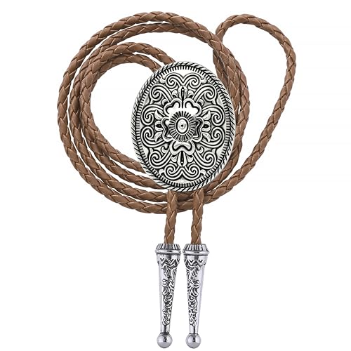 Image of GelConnie Floral Bolo Tie for Men Womens Bolo Tie Necklace Native American Black Men's Bolo Ties Western Cowboy Bolero Ties