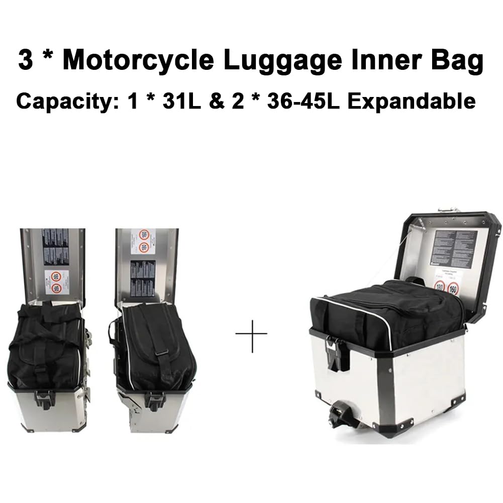 Generico Borsa interna per bagagli moto a 3 parti espandibile sella versatile con tracolla in nylon compatibile R1200GS