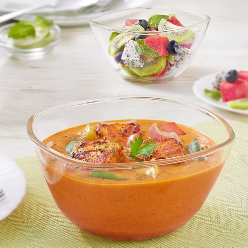 Image of Borosil Square Shape Serving & Mixing Bowl | Borosilicate Glass Bowl for Kitchen & Dinning | Bowl for Mixing Dough, Salad, Batter | Microwave & Dishwasher Safe | Transparent (780ml + 1.6 L)
