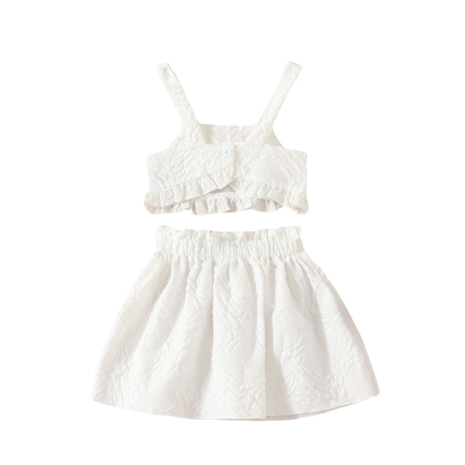 Conjunto infantil feminino branco sling laço top cintura elástica