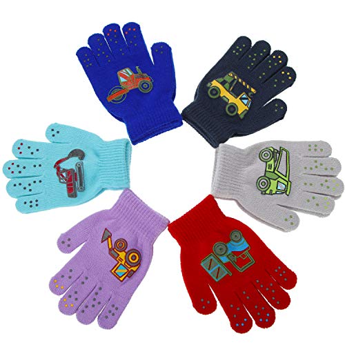 6 Pairs Toddler Stretch Gloves Mittens Winter Kids Knitted Full Finger Gloves