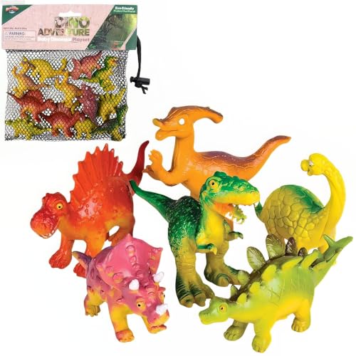 Rhode Island Novelty 12PC Baby Dinosaur MESH Bag Play Set