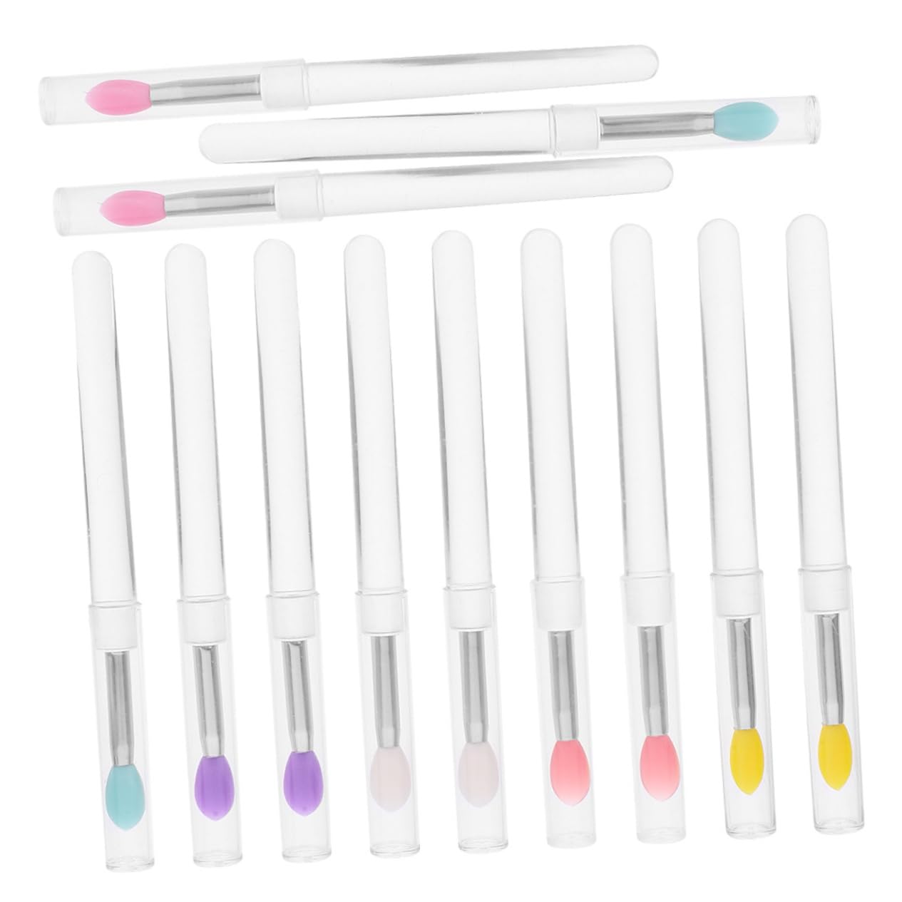 HAPINARY 12pcs Silicone Lip Brush Applicators Lipstick Applicator Wands Reusable Lip Makeup Tool Travel Size Lipstick Brush Set