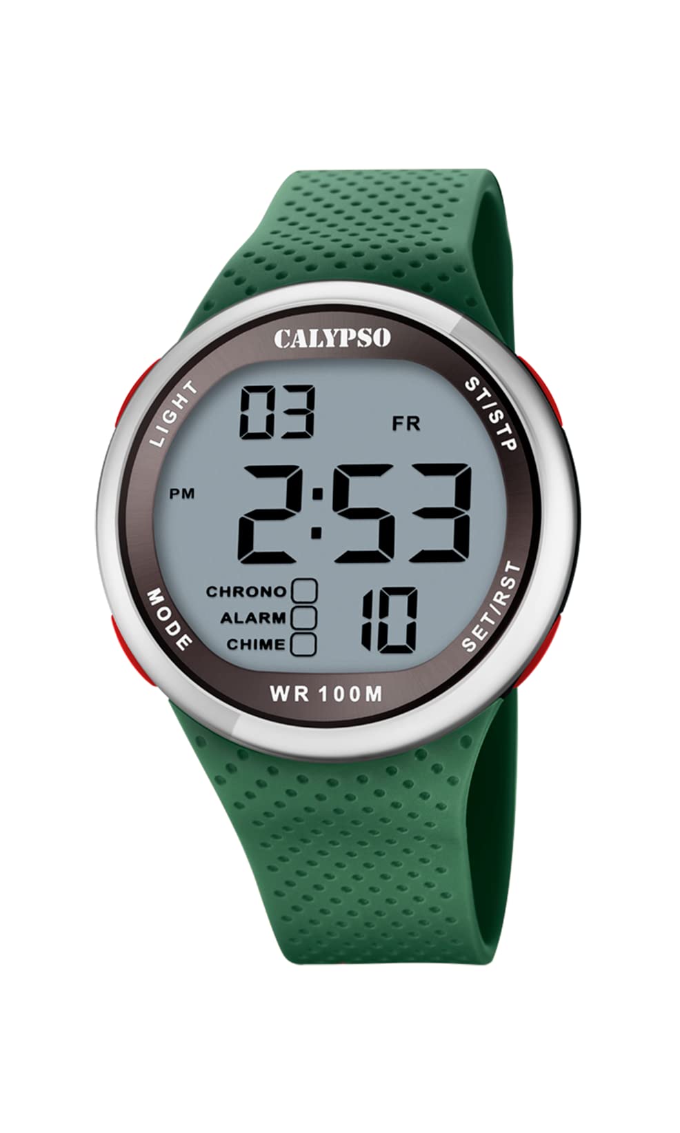 CALYPSO Reloj Modelo K5785/5 de la colección Color Splash, Caja de 44 mm Negro con Correa de Caucho Verde para Caballero