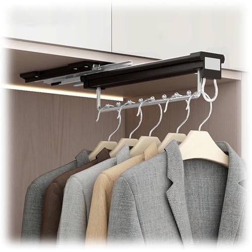 Pantalonero retráctil armario varilla de colgar ropa servicio pesado de 456 mm con búfer