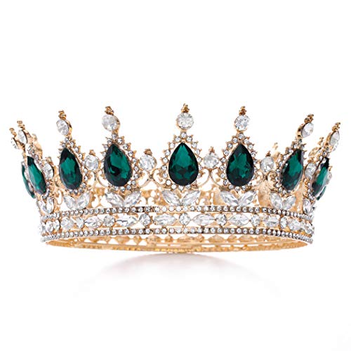 Image of Foyte Baroque Queen Crown and Tiaras Sparkly Rhinestone Wedding Crown Bride Tiaras Royal Princess Full Tiaras Headpieces for Women and Girls
