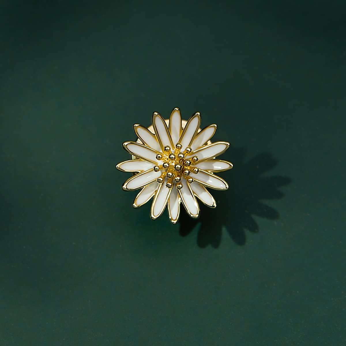 ZXHStore Broches de Metal Lindos, Mini alfiler de la Solapa de la aleación de la Flor de la Margarita Blanca, la Insignia Floral for la Ropa y Las Bolsas, Tono Dorado