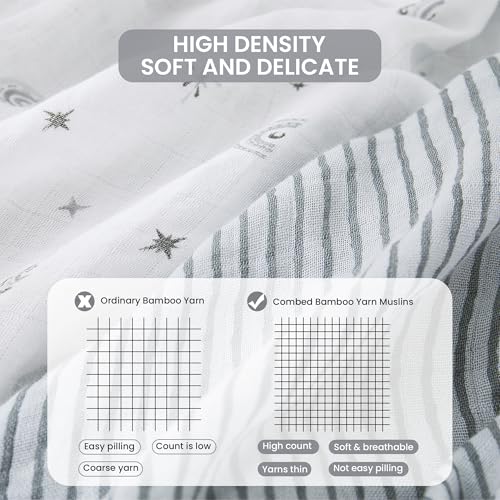 Image of Softan Swaddle Blankets for Baby Girls & Boys Gift, Large 47X47 inches Receiving Blankets for Newborn,4 Pack Gray Elephant