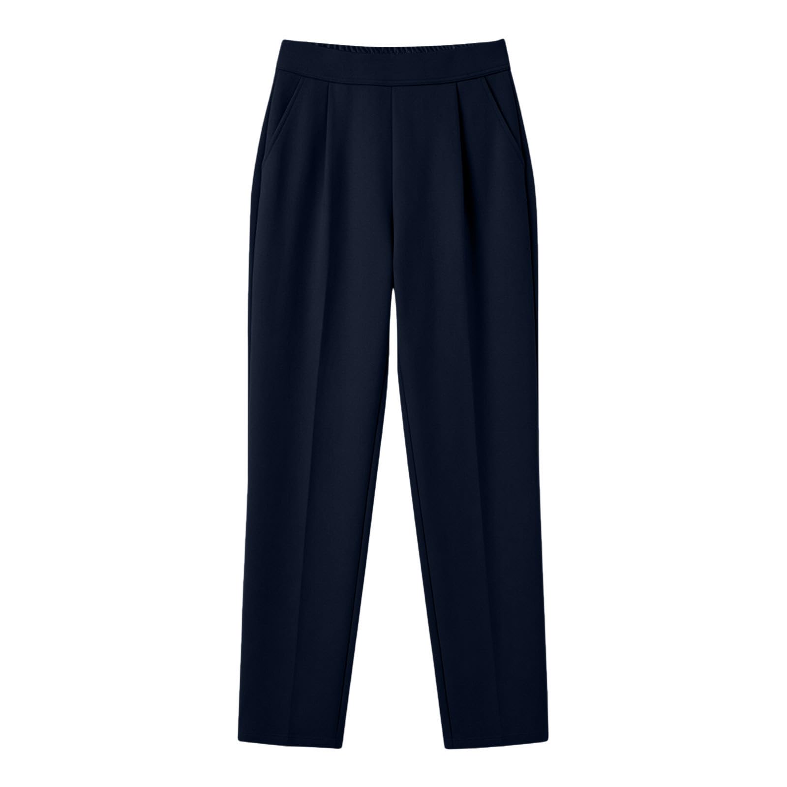 Générique Pantalon Costume Femme Été Couleur Unie, Décontracté Pantalon Taille Haute Élastique avec Poches, Pantalons Léger Jambe Droite, Pants Fluide Chic pour Travail Ville Maison