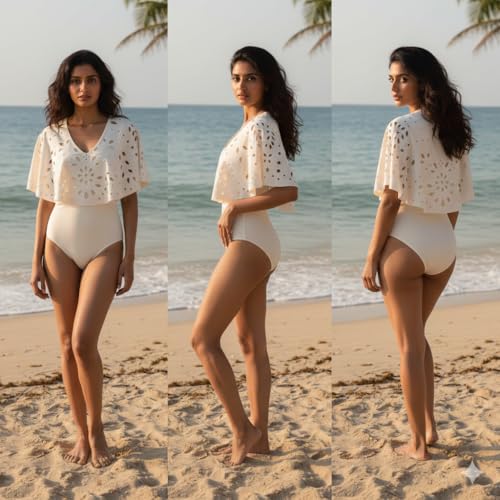 Image of AARAM Stylish Premium Women's One Piece Swimsuit with Cover Ups Wrap Skirt Sarong Floral Print Monokini Tummy Control Swimwear, Printed Costume Women Beach Wear