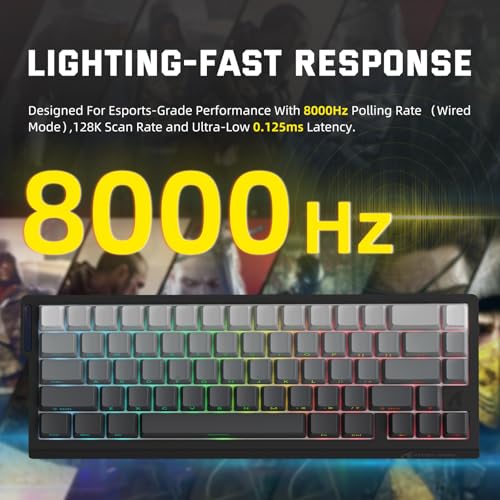 Image of ATTACK SHARK X68 PRO HE Wireless Rapid Trigger Gaming Keyboard with Adjustable Actuation,8K Polling Rate,Hall Effect Magnetic Switch,Hot-Swap,RGB Backlit,BT /2.4GHz /Wired,for FPS Games-Moonlit Night