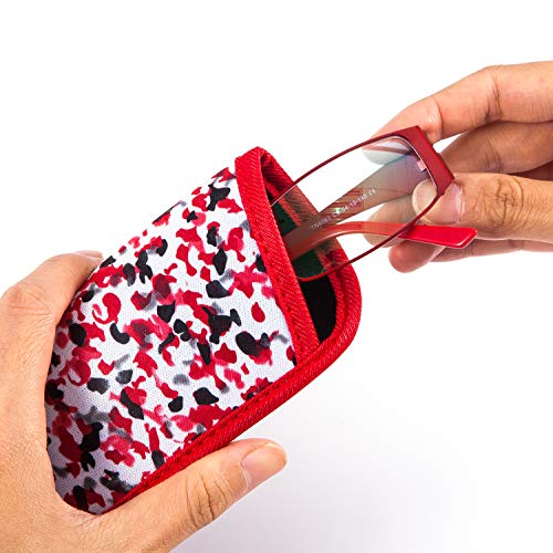 Image of TRIUMPH VISION Reading Glasses Pouch Eyeglass Sleeve Soft Case Slim 3 Pack | Alternative to Bulky Case Lightweight,Neoprene Lined Padded Protect Optical lens Slip in, Cute Pattern Portable for Daily Use
