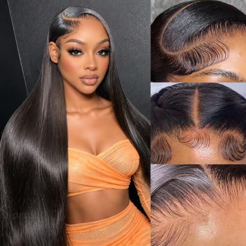 Waist-length straight hair at 180 density with a 13x6 HD front — 4.1 stars from 500+ buyers.