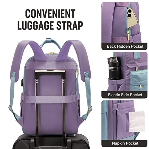 Image of LOVEVOOK Laptop Backpack for Women Girls, 15.6 Inch Waterproof Computer Backpack Student School Cute Bookbag Computer Bag, Blue & Purple, 15.6 Inch, Travel Backpacks
