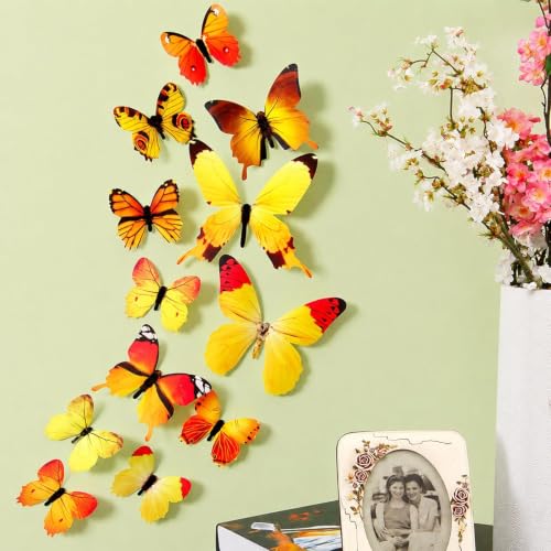 Image of SpecialYou Butterfly Wall Stickers, Home Decor, Wall Decor Items for Living Room, Room Decoration Items, Butterfly Theme Birthday Decorations, Stickers for Wall - 12pcs (12, Orange)