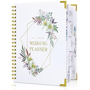 SKYDUE Wedding Planner Book and Organizer for The Bride, 9.5″×11″ Wedding Planning Book with 7 Pockets and 5 Tabbed Sections, Unique Engagement Gifts for Couples