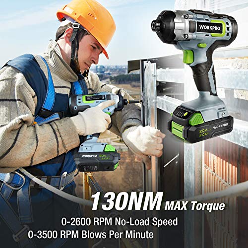 WORKPRO 20V Cordless Compact Drill Driver and Impact Driver, Combi Drill Including 2 x 2.0 Ah Li-ion Batteries, 1 Hour Fast Charger, 6 PCS Twist Drill Bits 10PC Screwdriver Bits 9 WORKPRO 20V Cordless Compact Drill Driver and Impact Driver, Combi Drill Including 2 x 2.0 Ah Li-ion Batteries, 1 Hour Fast Charger, 6 PCS Twist Drill Bits 10PC Screwdriver Bits - Image 9