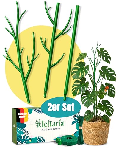 Klettaria Monstera Rankhilfe Pflanzstäbe 2er Set Rankhilfe Monstera erweiterbar bis 92 cm inkl. Befestigungsset Ø 1 1 cm Kunststoff Stützalternative zu Moosstab für Monstera