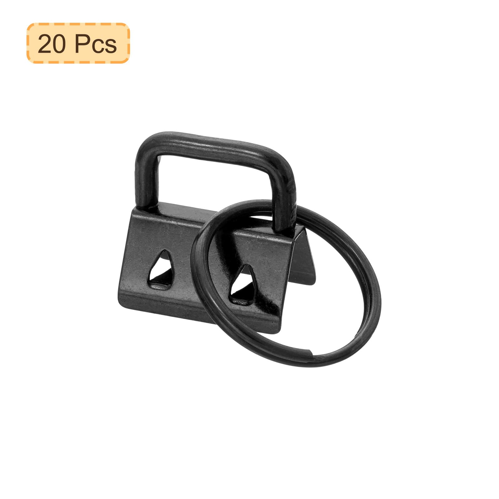 uxcell 20Pcs 20mm/ 0.8-inch Key Fob Hardware with Keychain Ring for Bag Webbing Wristlets Lanyards, Black - Image 3