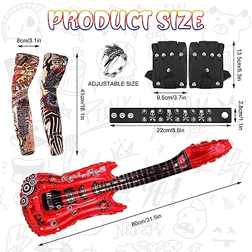 Heyu-Lotus 8 Pcs Punk Rock Star Fancy Dress Costume Set - Image 2