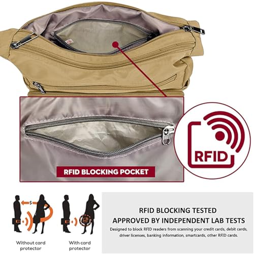 Image of VOLGANIK ROCK RFID Purses for Women Fabric Nylon Multi Pocket Crossbody Bag Ladies Travel Handbag