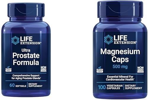 Life Extension Fórmula ultra próstata y cápsulas de magnesio, 500 mg, óxido de magnesio, citrato, succinato, salud cardíaca, huesos sanos, apoyo al