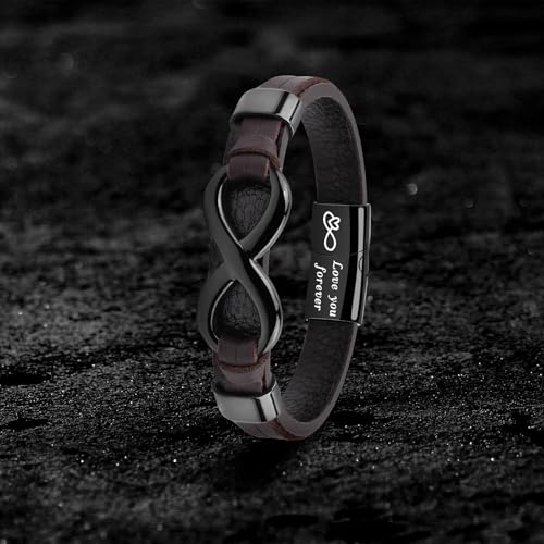 To My Man/Son/Dad Bracelet, Fathers Day Gift for Dad, Son Gifts from Mom, Leather Bracelet Graduation Birthday Gifts for Him Boyfriend Husband Grandson3