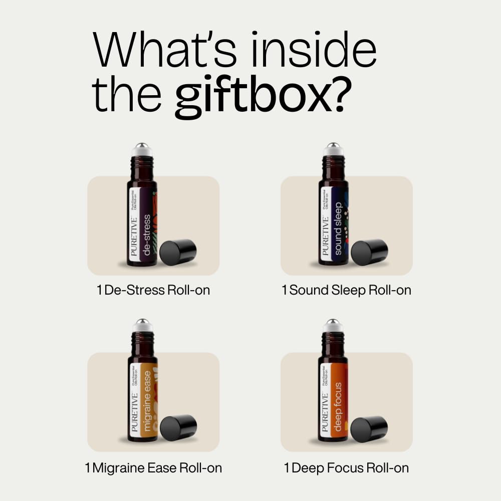 Daily Wellness Roll-On Kit – Set of 4 Aromatherapy Essential Oil Roll-Ons | Portable Wellness Gift for Friends & Family | Relaxation, Focus & Sleep | Premium Packaging Daily Wellness Roll-On Kit – Set of 4 Aromatherapy Essential Oil Roll-Ons | Portable Wellness Gift for Friends & Family | Relaxation, Focus & Sleep | Premium Packaging