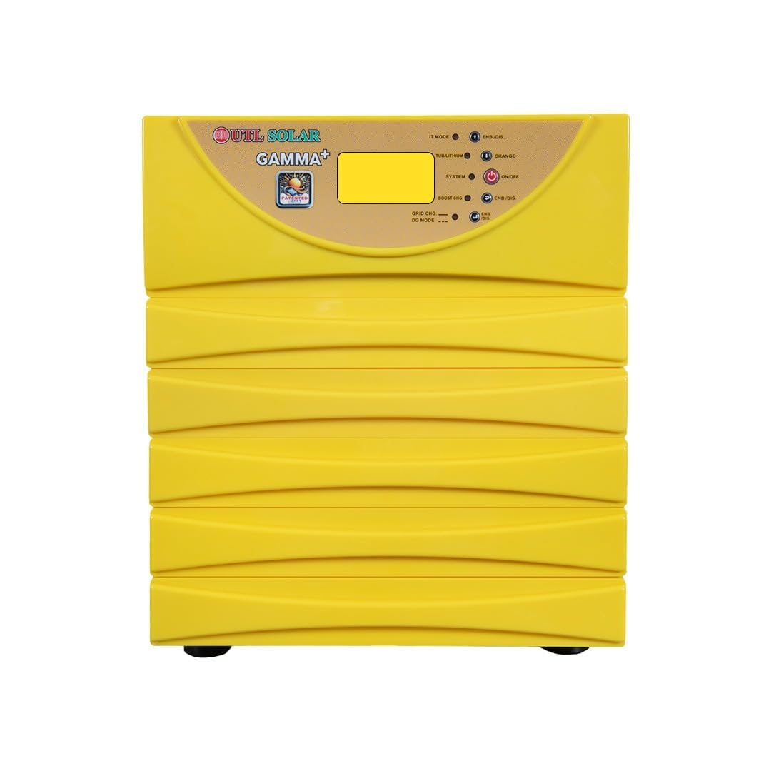 utl gamma plus 3400 rmppt solar inverter | 3 kva/24v | pure sine wave | multi-colour lcd display | lithium, tubular, smf & gel battery compatible | home, office & shops | 3 years warranty