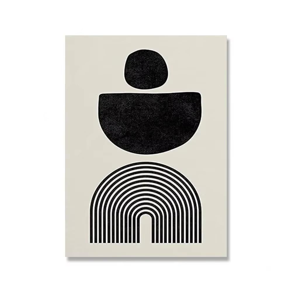 DFZEWKI Modern Abstract Wall Art Mid Century Geometric Black Arches Hd Canvas Print Poster Home Living Room Bedroom Decoration(40x50cm(16x20in)/No frame)