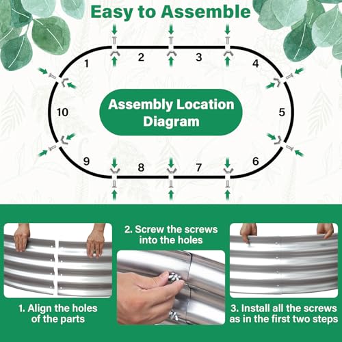 TATAANTY Galvanized Raised Garden Bed for Outdoor: 4X2X1ft Durable Metal Vegetable Plant Container Kit - Oval Planter Box for Gardening Flower Trough (2 Pack) - Image 4