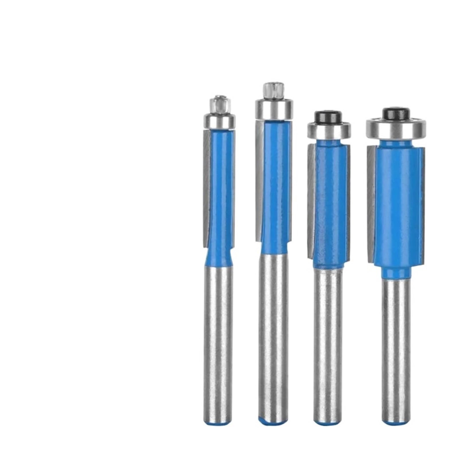 4pcs 6MM 6.35MM 8MM Shank Flush Trim Bit Router Bits Milling Cutter for Woodworking Face Mill Tools Carbide End(4pxs 6.35mm Shank)