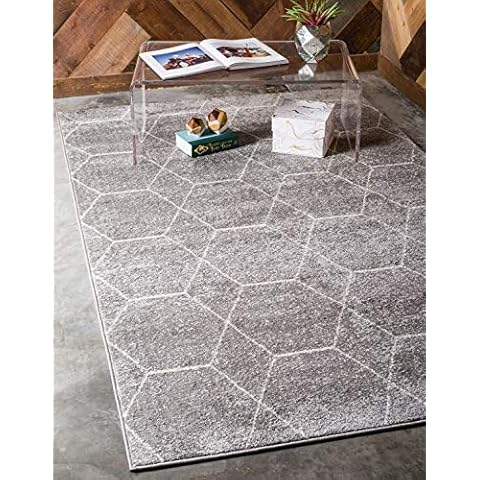 Unique Loom Trellis Frieze Collection Area Rug - Geometric (8' x 10', Light Gray/ Ivory) Cover