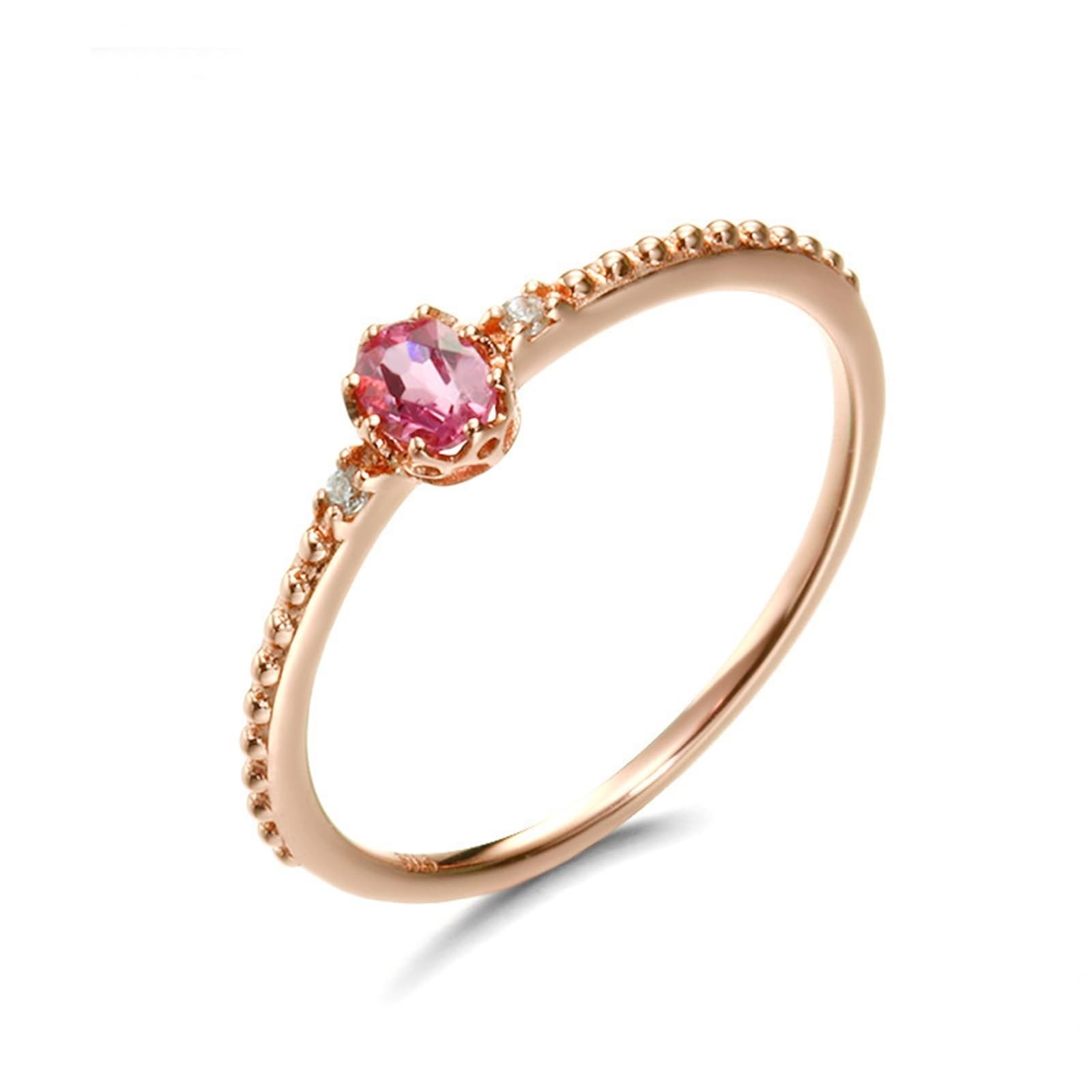 Bague d'éternité en or rose 18 carats avec quatre griffes avec tourmaline pour femme
