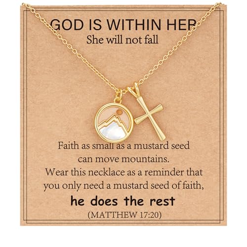 VULETO Mustard Seed Cross Necklace Gifts for Girls Teens Women, Tween Teen Girls Trendy Stuff Birthday First Communion Confirmation Baptism Christian Religious Faith Graduation Jewelry Age 7 8 9 10 11 12 16 Year Old