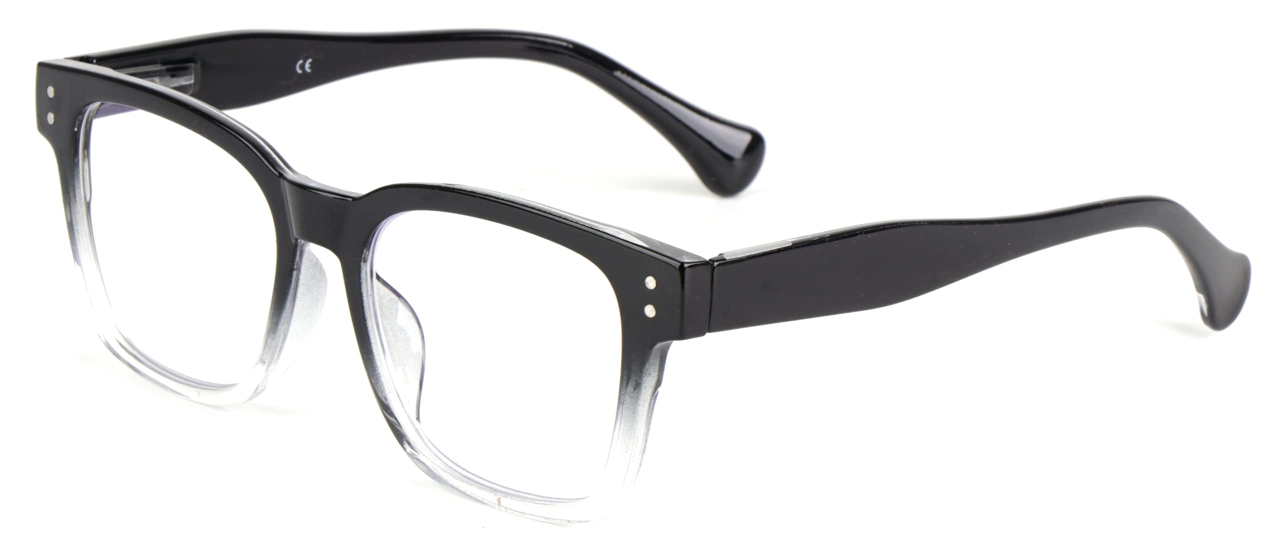 Unisex Black & Transparent Geek Oversized Reading Glasses Mens Womans With Metal Hinges Dx95 (, 3.0, Multiplier_x)