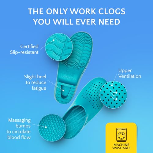 Image of CALZURO Classic Work Clogs with Holes - Unisex Work Clogs for Women and Men - Non Slip Shoes - Autoclavable Rubber Kitchen Shoes and Nursing Clogs