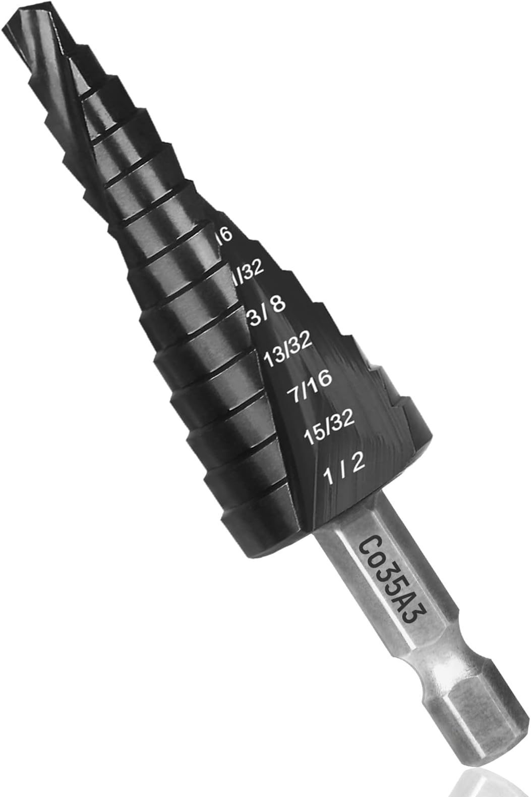 Industrial Grade OXMUL Step Drill Bit for Metal, 1/8 to 1/2, Coated M2 HSS, Heavy Duty for Stainless Steel, Mild Steel, Metal, Aluminium, Wood, Copper,13-Steps.2-Spiral-Flute 202