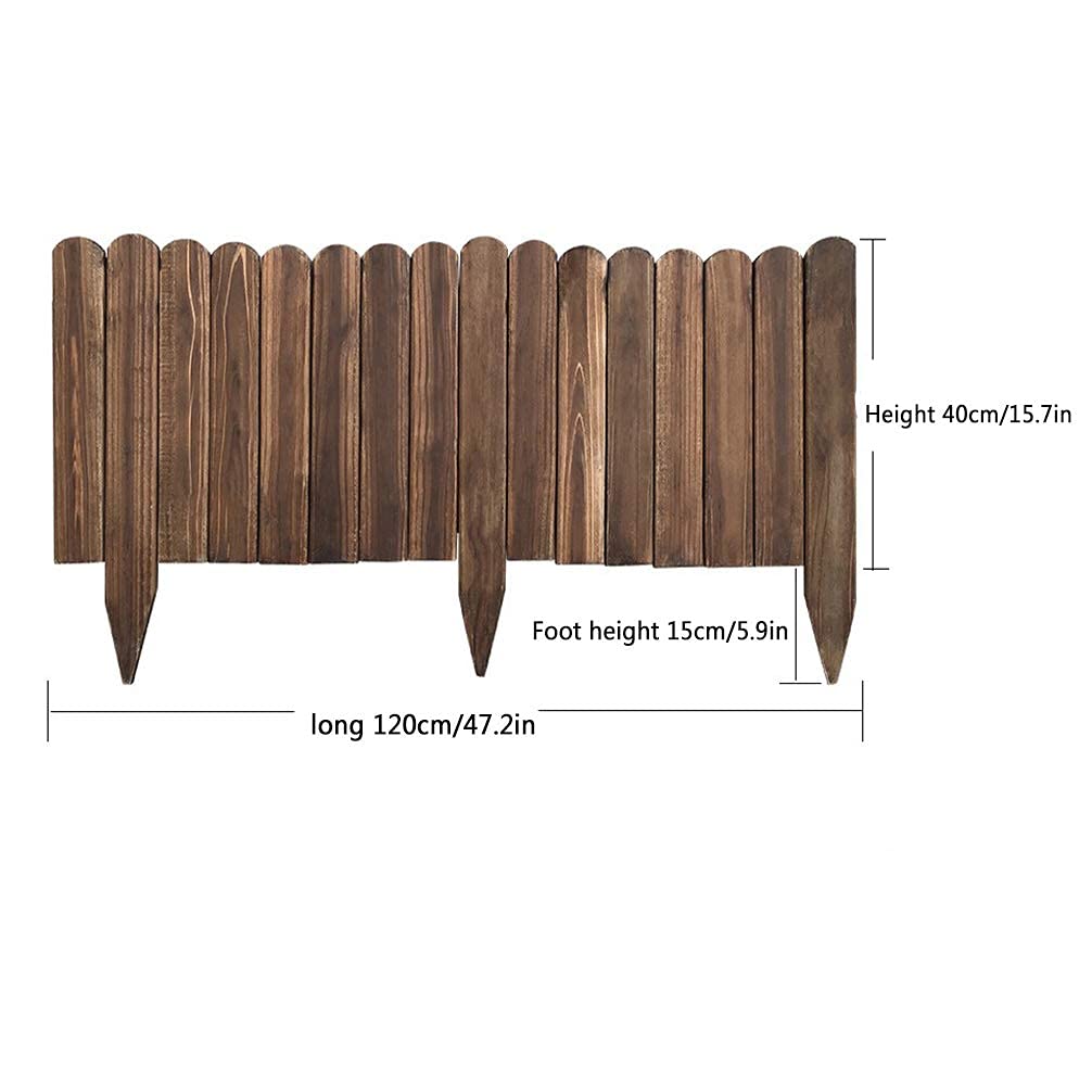 Paneles de madera para valla de jardín para plantas de flores y vallas de piscina, color carbonizado, 120 x 40 cm