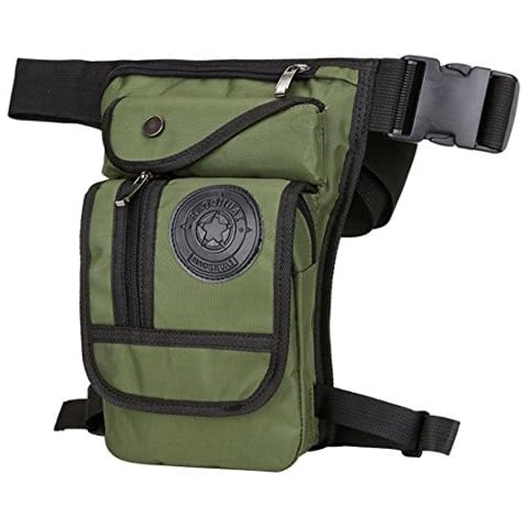 Nylon Drop Leg Bag for Men Tactical Military Motorcycle Bike Cycling Riding Hiking Camping Travel Outdoor Sports Waist Fanny Pack Army Green Cover