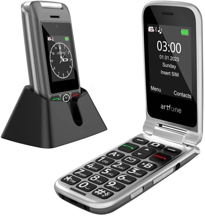 G6 Pro Grey - 4G LTE Flip Phone Unlcoked?Cell Phone for Seniors?2.4" Dual-LCD?SOS Button?Loud Speaker?Camera?Charging Dock?Talking Clock?Speed Dial? Hands-free?Dumb Phone?Caller-ID?Large Fonts